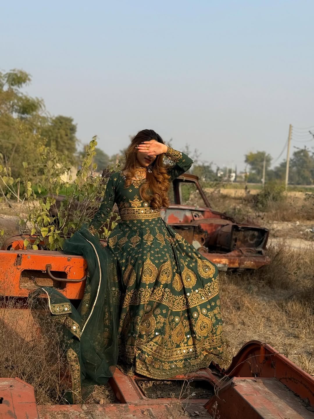Zar-e-Noor Anarkali- Green