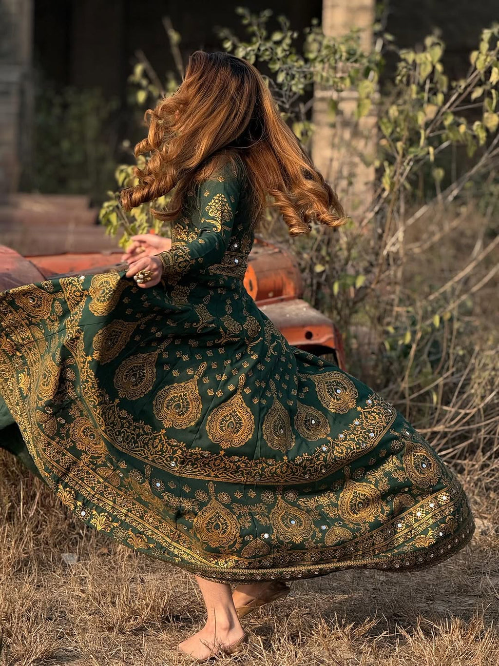 Zar-e-Noor Anarkali- Green
